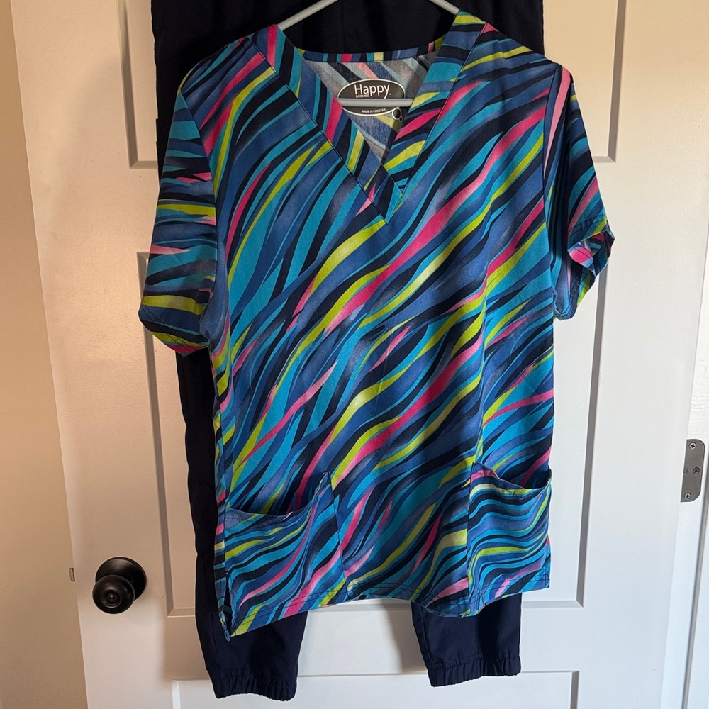 Happy Women's Multicolor Scrub Top